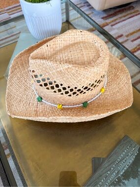 Lack of Color Straw Cowboy Hat with Beaded Star and Cactus Accent